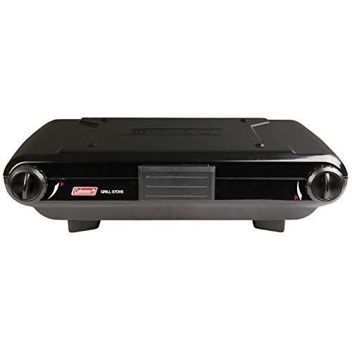 Coleman Tabletop 2-in-1 Camping Grill/Stove, 2-Burner Propane Grill & Stove with Adjustable Burners & 20,000 BTUs of Power, Great for Camping