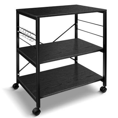 Axel Kitchen Island with Solid Wood Prep u0026 Savour Base Finish: Black