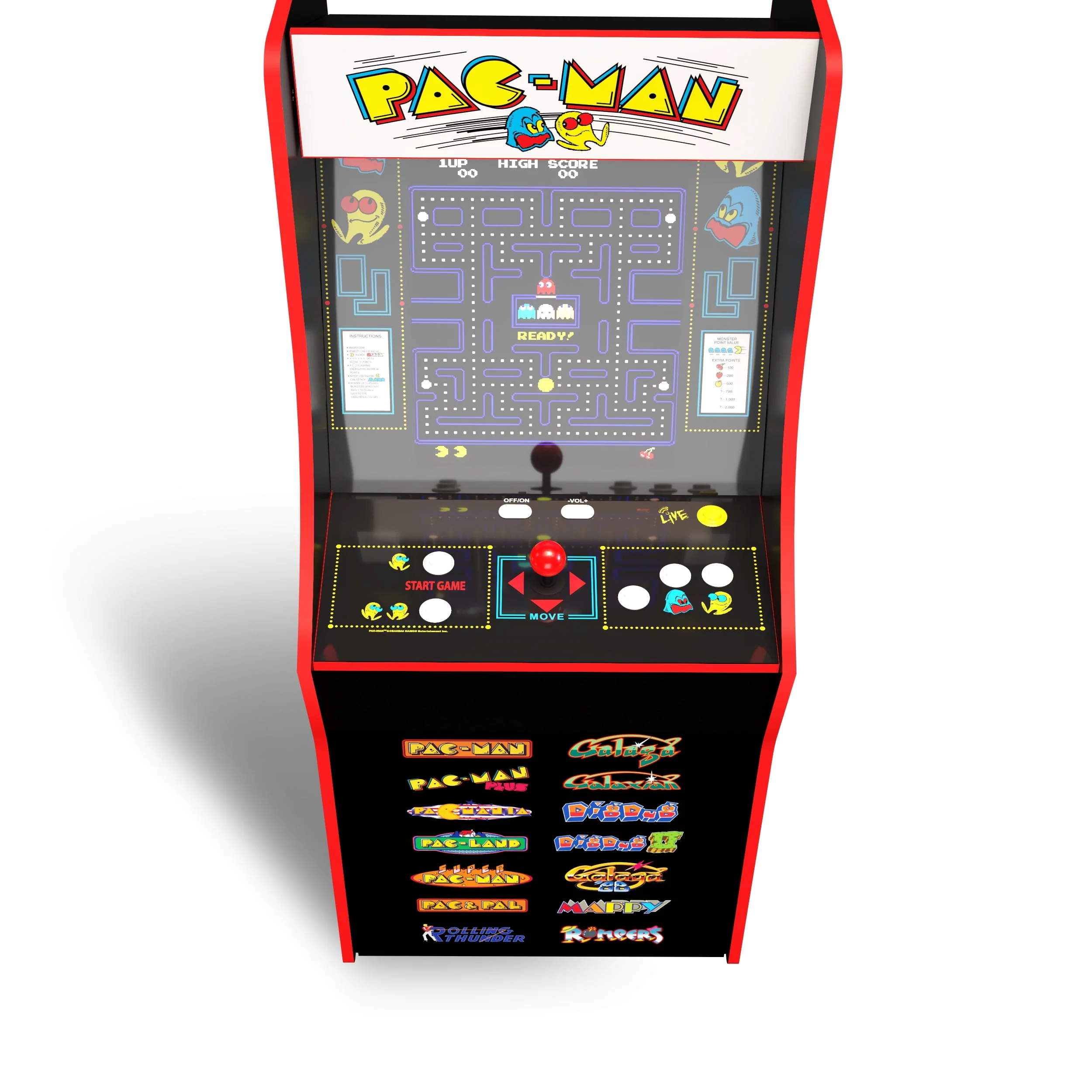 Arcade1Up PAC-MAN Classic Arcade Game, built for your home, 4 feet tall stand-up cabinet, 14 classic games, and 17-inch screen