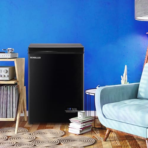 DEMULLER Mini Deep Freezer Top Open Door Compact Freezer Chest Freezer with Removable Storage Basket