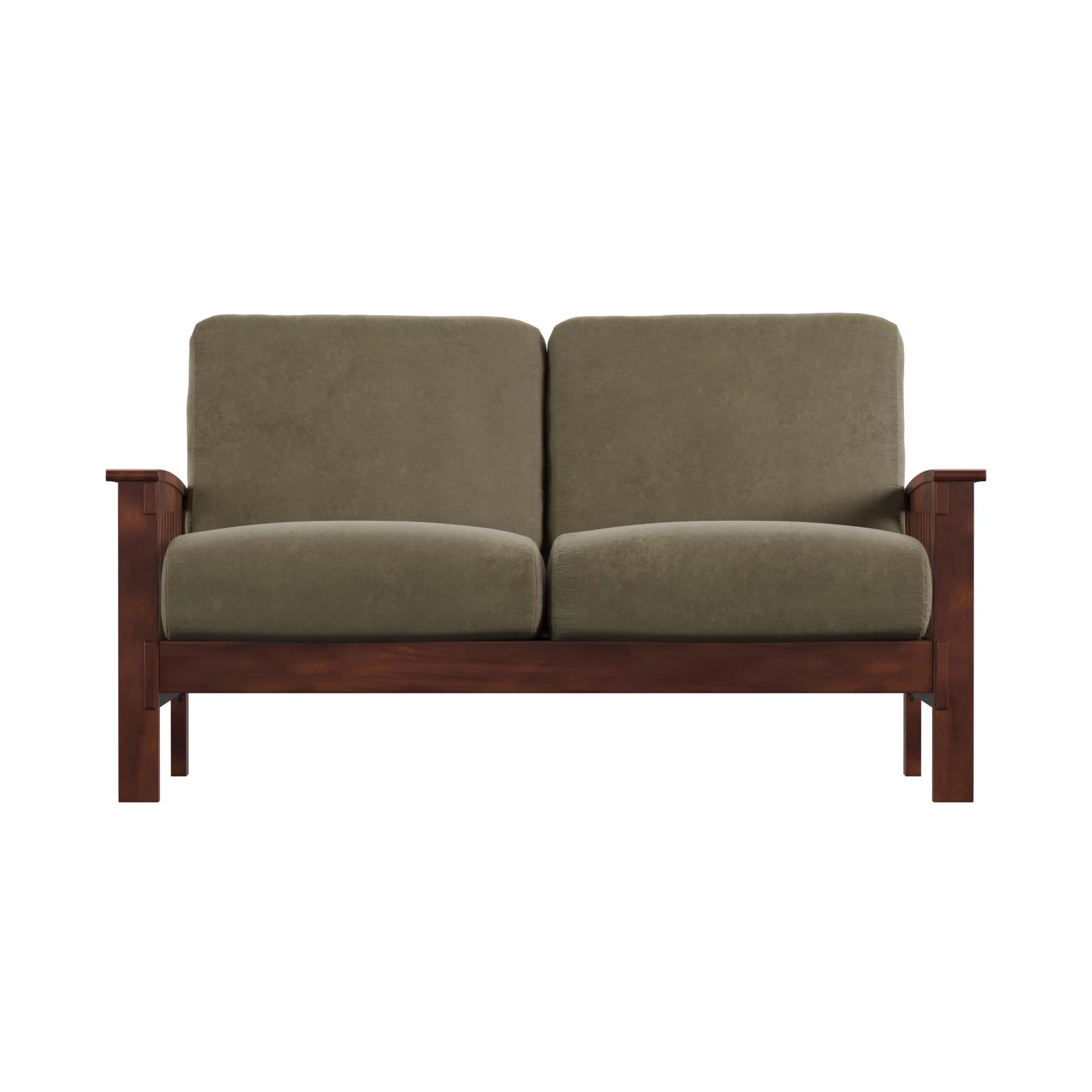 Weston Home Monterey Loveseat, Olive Microfiber