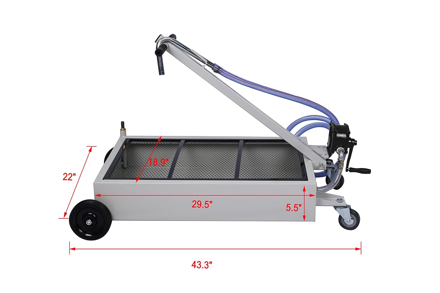HomVent 15-Gallon Oil Drain Pan with Hand Pump, Portable Low Profile Oil Drain Pan Truck Oil Change Pan for SUV Car＆Trucks (15-Gallon with Hand Pump)