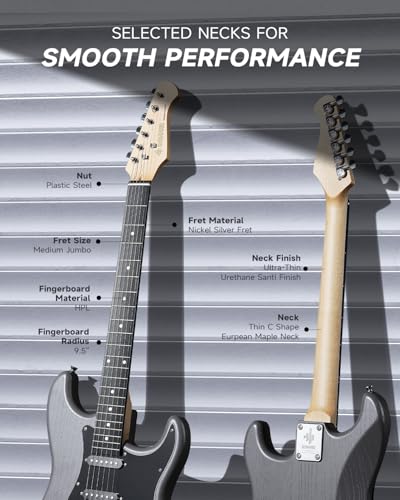DONNER DST-80 Electric Guitar 39” Beginner Electric Guitar Kit with Amp, Classic SSS Pickup Complete with Gig Bag, Tuner, Capo, Strap, Picks