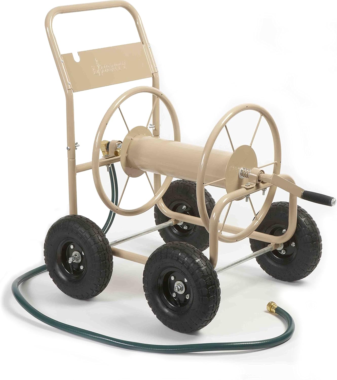 Liberty Garden 870-M1-2 Industrial 4-Wheel Garden Hose Reel Cart, Holds 300-Feet of 5/8-Inch Hose - Tan