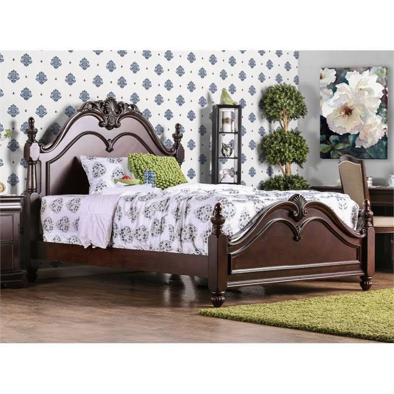 Furniture of America Ruben Traditional Queen Poster Bed in Cherry
