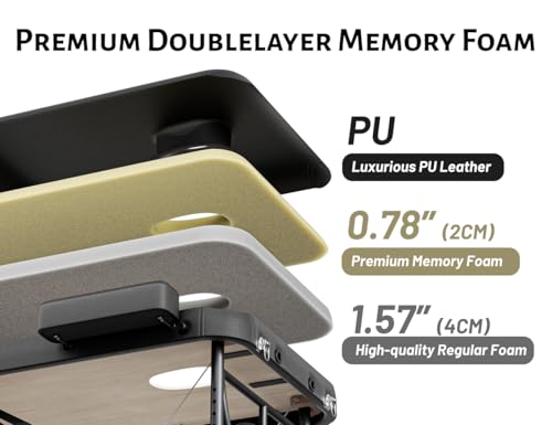 Professional Massage Table Portable 3 Fold Premium Memory Foam Aluminium Leg Hold Up to 1100LBS 8 Heights Adjustable with Carrying Bag Black