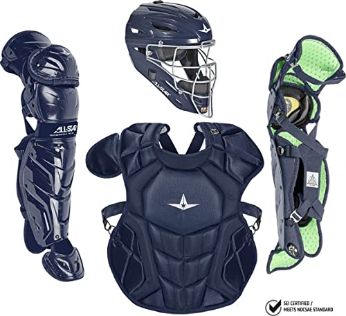All-Star Catcher’s Gear Kit – Includes Helmet, Chest Protector & Leg Guards – Lightweight, Durable Baseball Protective Set, Meets NOCSAE