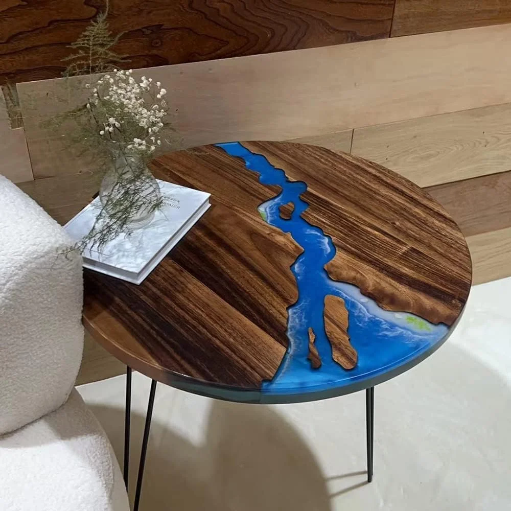 Round Coffee Table Pure Handmade Teak Wood Resin Furniture For Home Decor, Teak Resin Coffee Round Table, Round Kitchen Table, For Home, Balcony