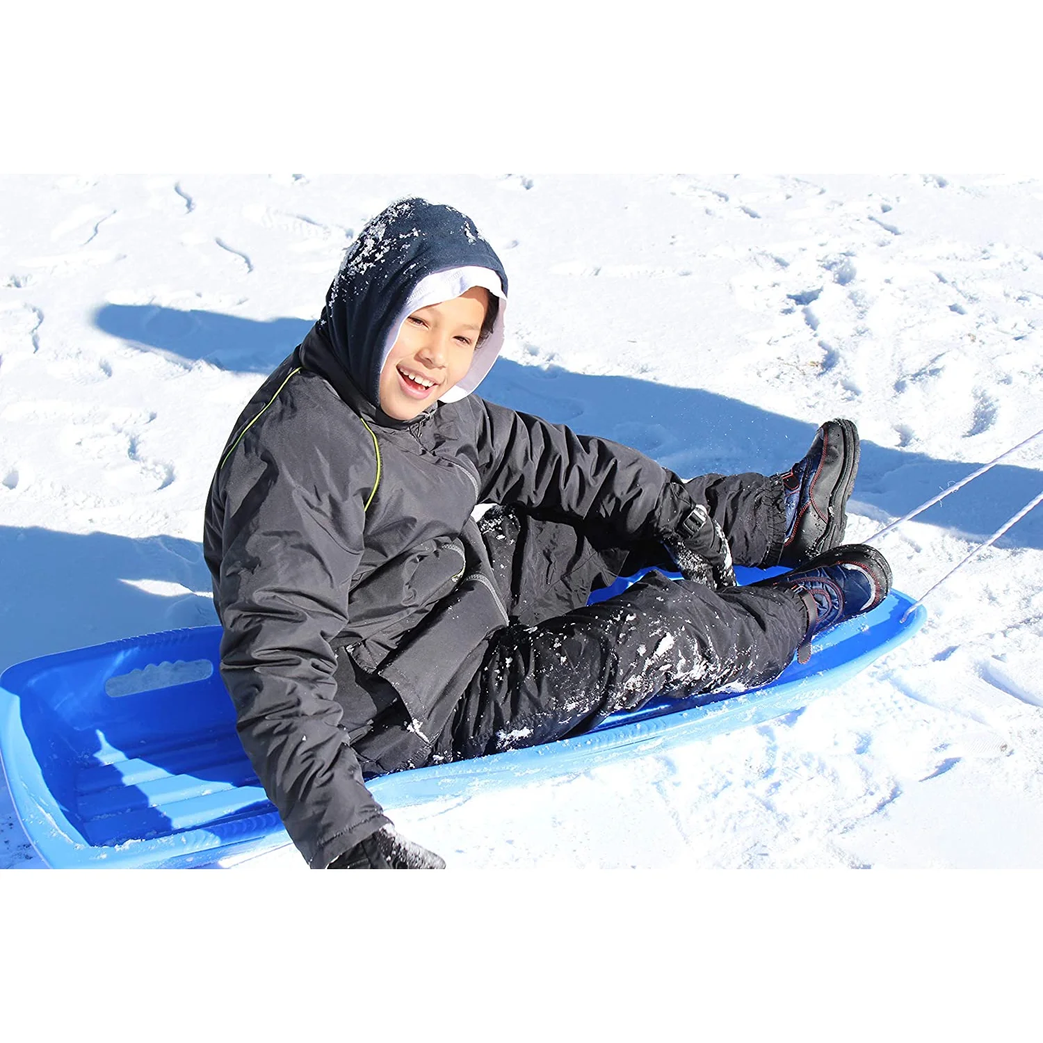Slippery Racer Downhill Xtreme Adults and Kids Toboggan Snow Sled, Blue