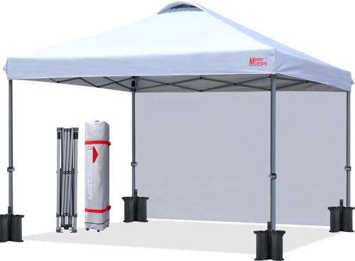 MASTERCANOPY Durable Pop-up Canopy Tent with 1 Sidewall (10'x10',White)