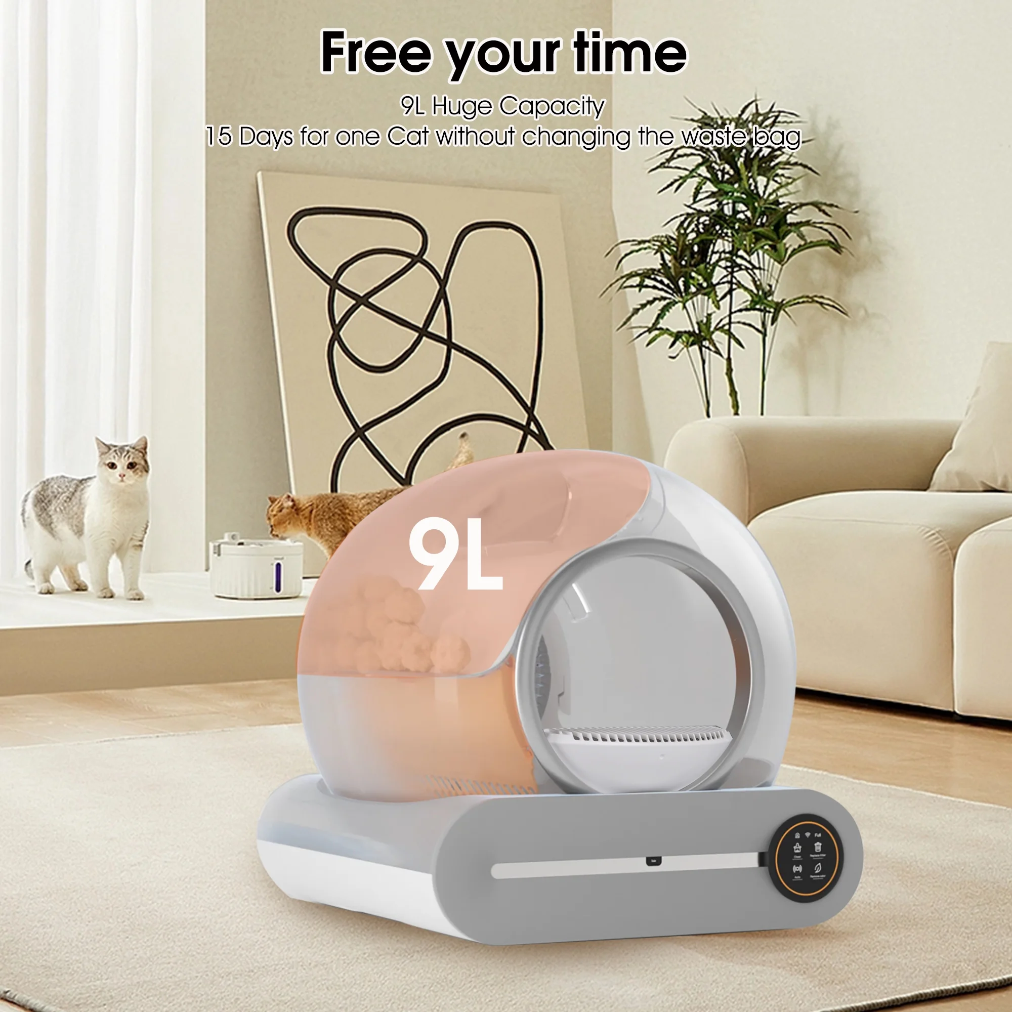 TAKOYI Self Cleaning Litter Box, Automatic Cat Litter Box with App Control Support, Integrated Safety Protection Smart Auto Cat Litter Box with Liner