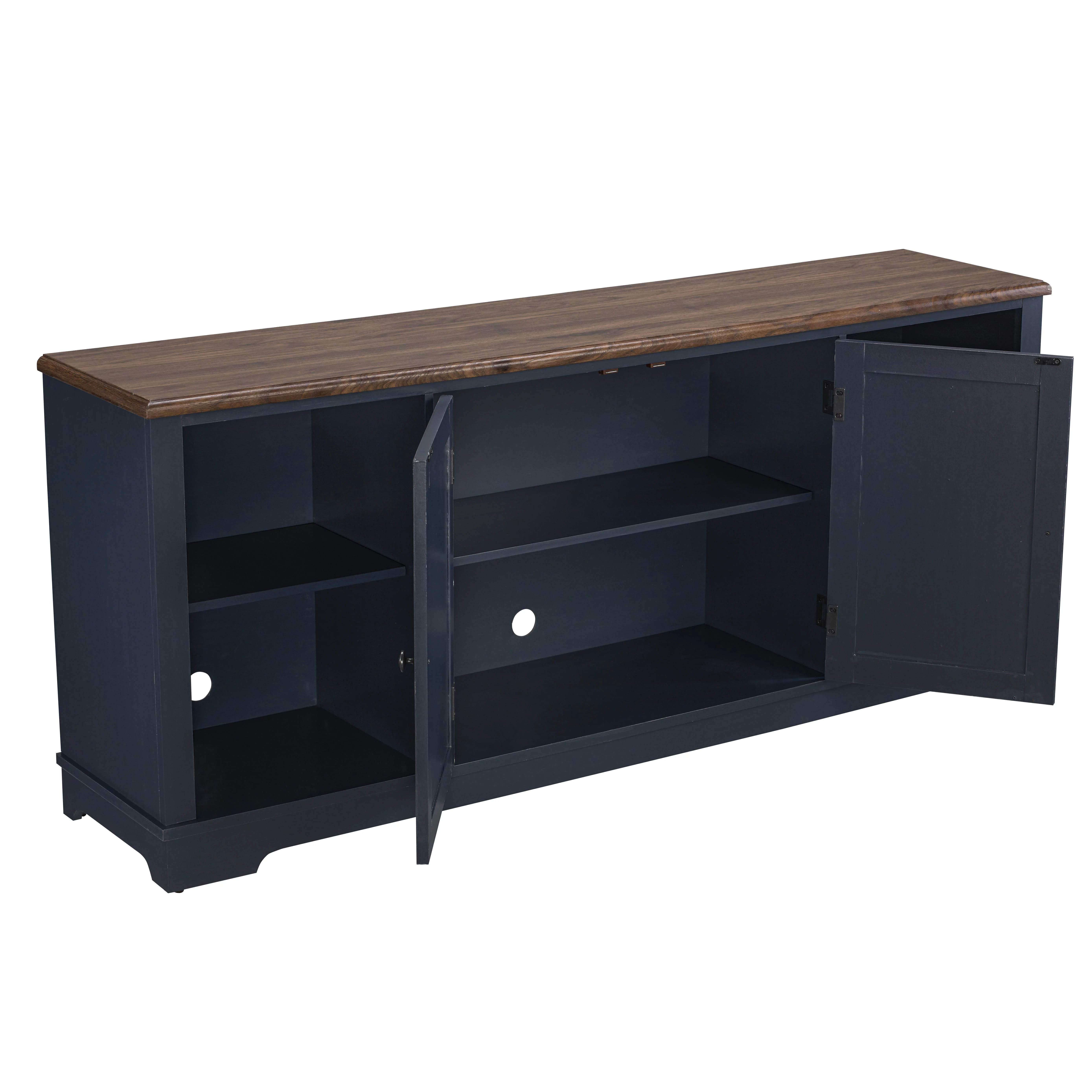 FESTIVO Farmhouse TV Stand Console Entertainment Center w/ adjustable shelves for TVs up to 75" - Navy Bule