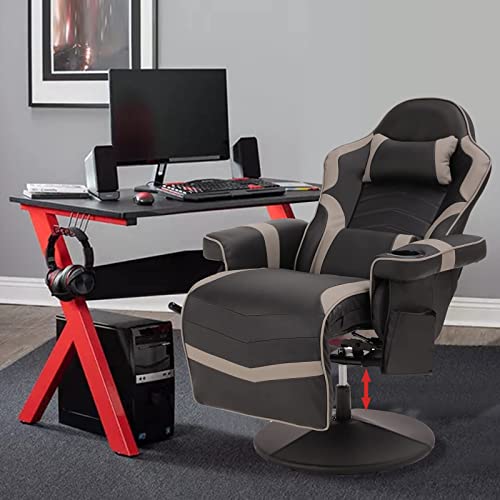 Massage Video Gaming Recliner Chair - Ergonomic Backrest & Seat Height Adjustment Swivel Recliner