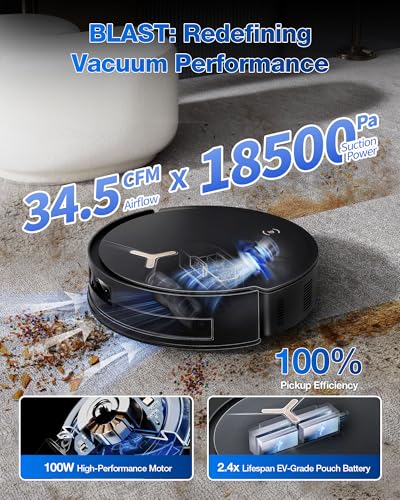 ECOVACS DEEBOT T50 MAX PRO Omni Robot Vacuum and Mop, 18,500Pa Suction, 18mm Auto-Lift, ZeroTangle &TruEdge 2.0, AIVI 3.0 Obstacle Avoidance
