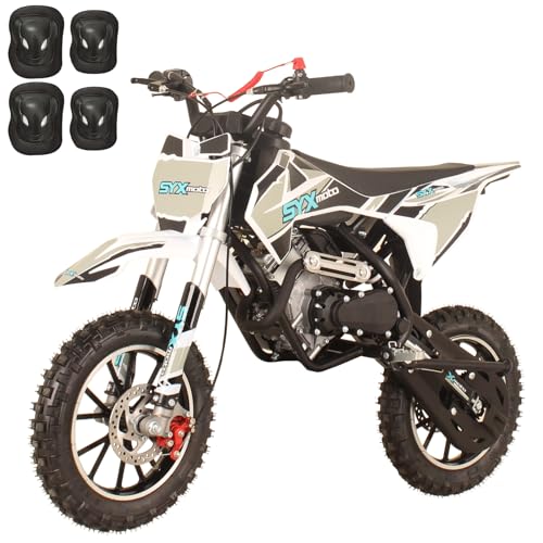 SYX MOTO 60cc Dirt Bike, Gas Powered 4-Stroke Mini Motocross Motorcycle, Dirtbike for 8-14, Off-Road Pull Start Pit Bike with Speeds up to 22 MPH