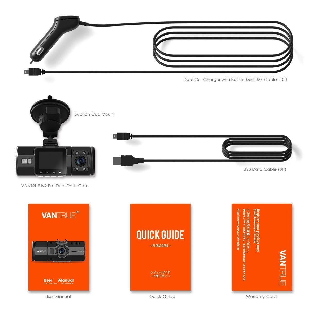Vantrue N2 Pro Uber Dual 1080p Dash Cam , 2.5K 1440p Dash Cam , Front and Inside Accident Car Dash Camera with Infrared Night Vi