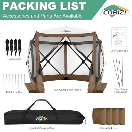 COBIZI 12x12ft Pop up Gazebo Screen Tent Screen House for Camping, Camping Outdoor Screened Gazebo, Canopy Tent