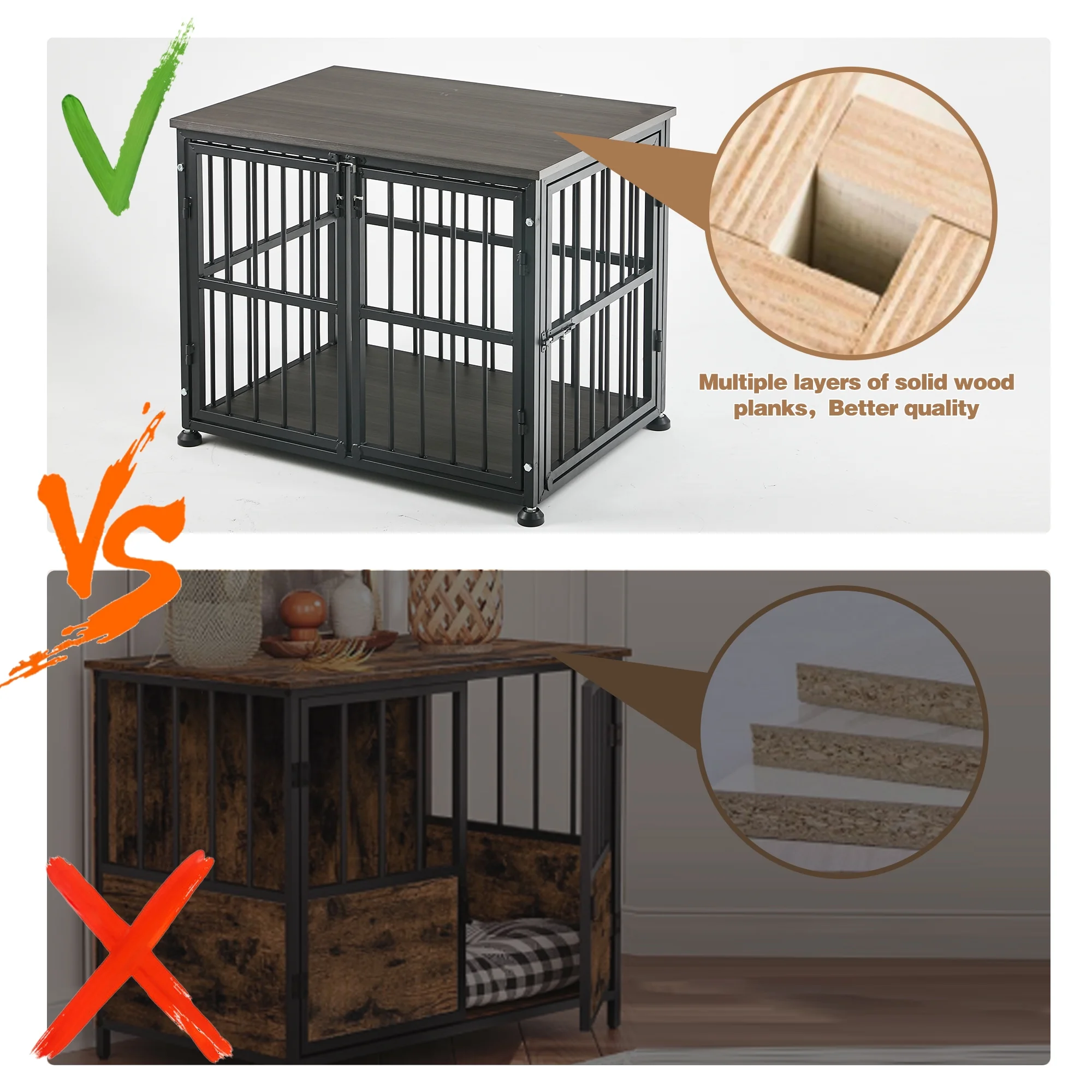 ICLBC 48Inch Heavy Duty Dog Crate Furniture Style for Medium and Large Dogs, Wooden Dog Crate End Table