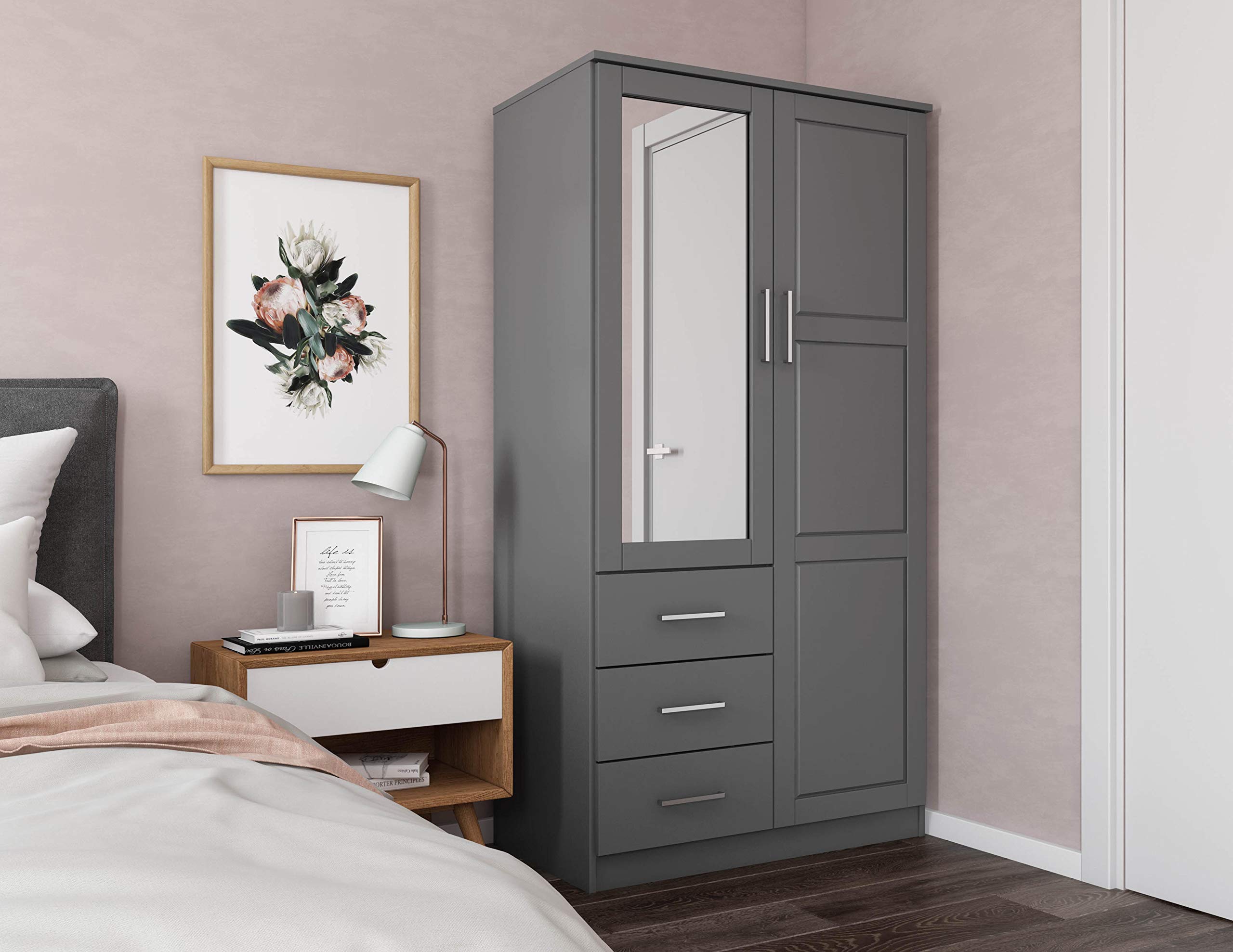 【Furniture】100% Solid Wood Wardrobe with Mirror, Java