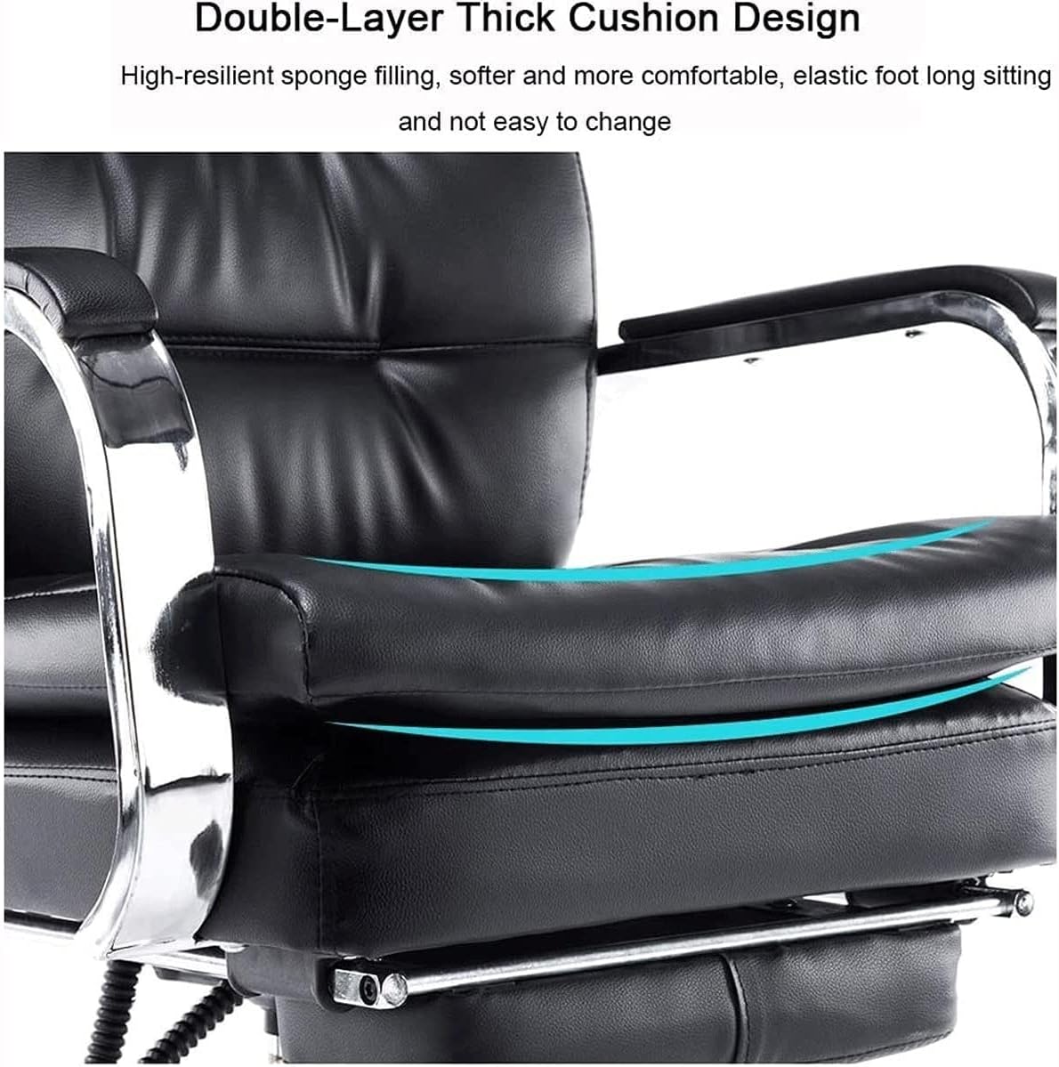 Big and Tall Executive Home Office Chair with Footrest, Ergonomic PU Leather Desk Chairs, Swivel Chair w/Adjustable Height