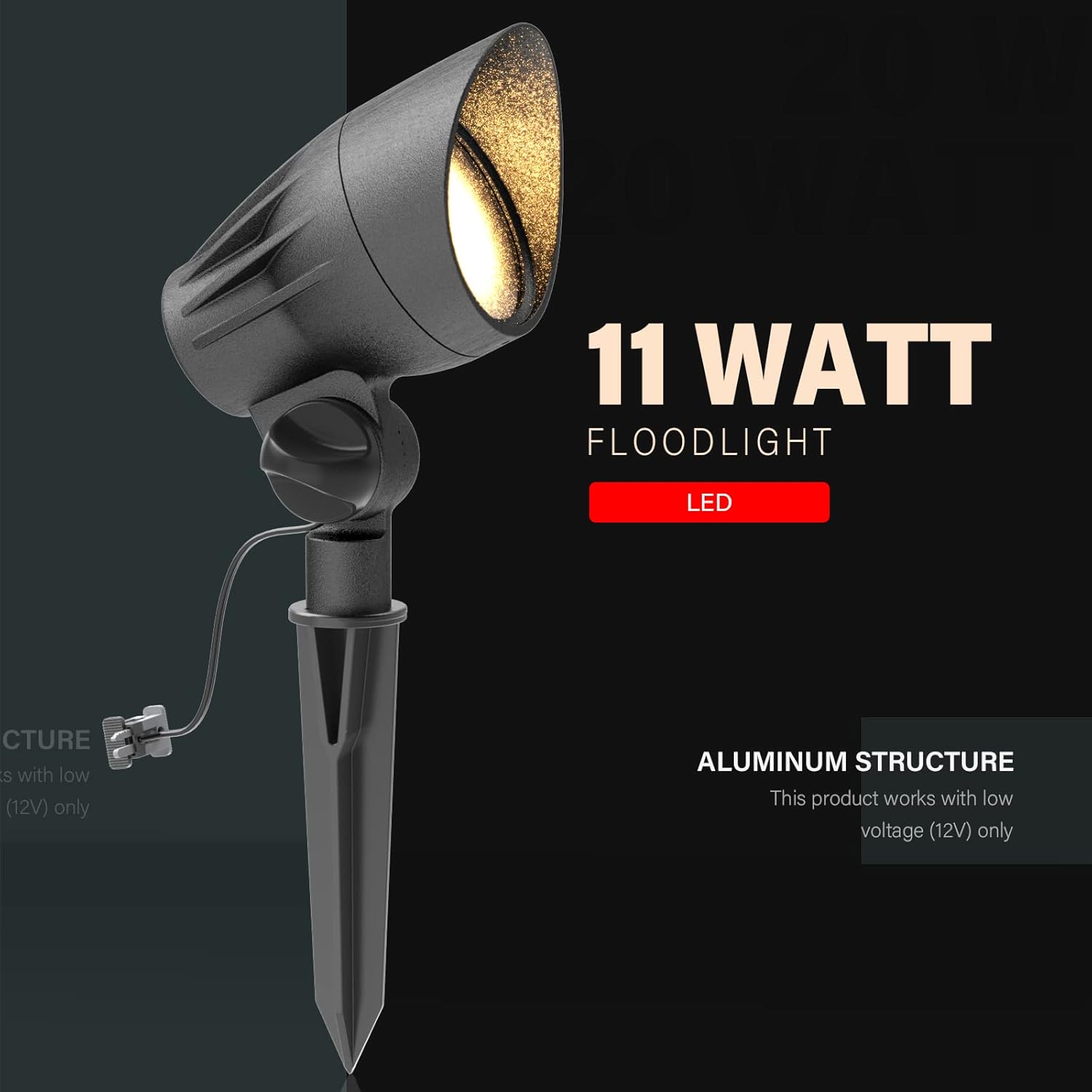 Malibu Low Voltage Landscape Lighting 8 Pack Floodlight LED Light 11W Outdoor Spotlight for Driveway Yard Lawn Flood Garden 8401-2650-08