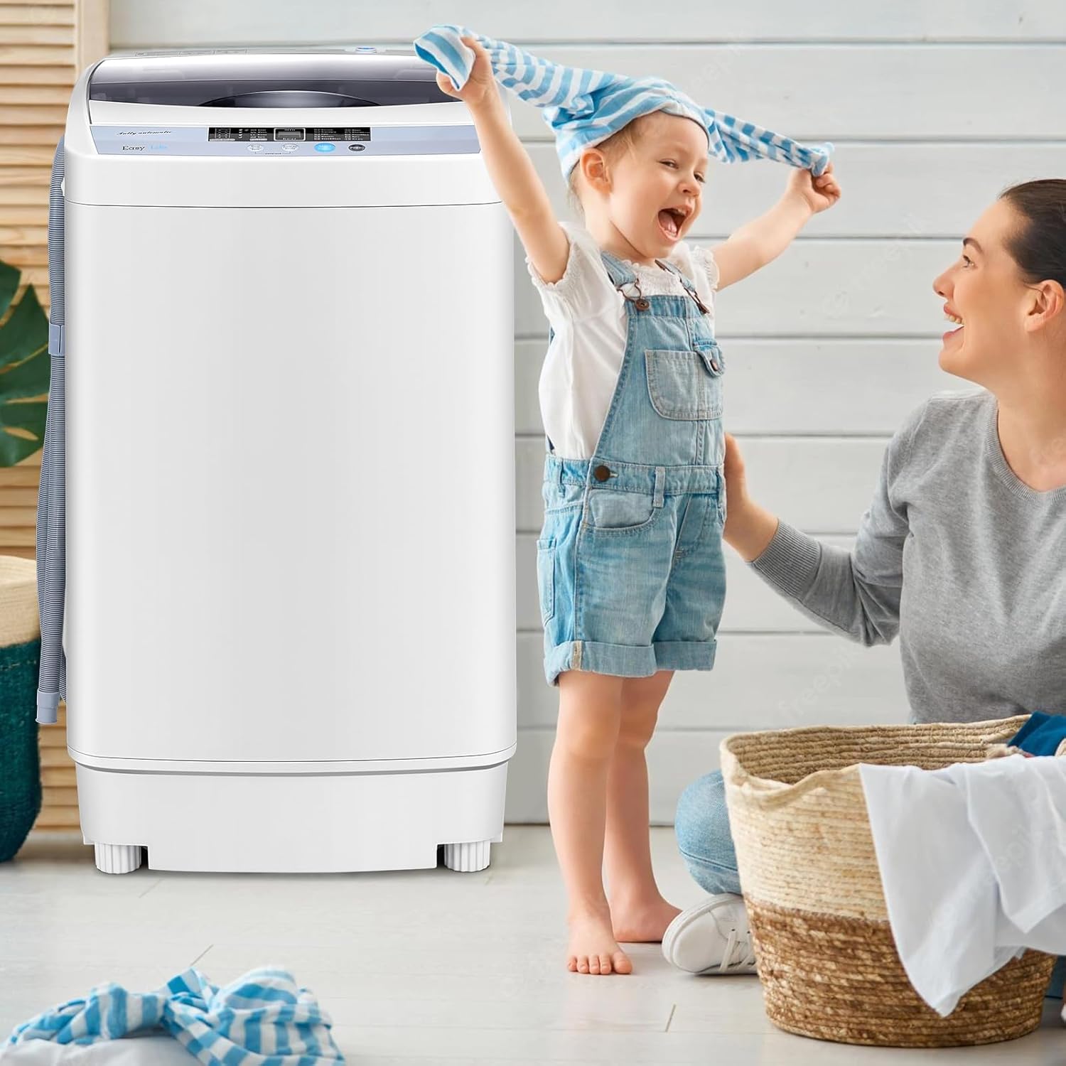 RELAX4LIFE Full-Automatic Washing Machine, 12LBS Capacity Compact Laundry Washer w/10 Programs, 8 Water Levels, LED Display & Drain Pump