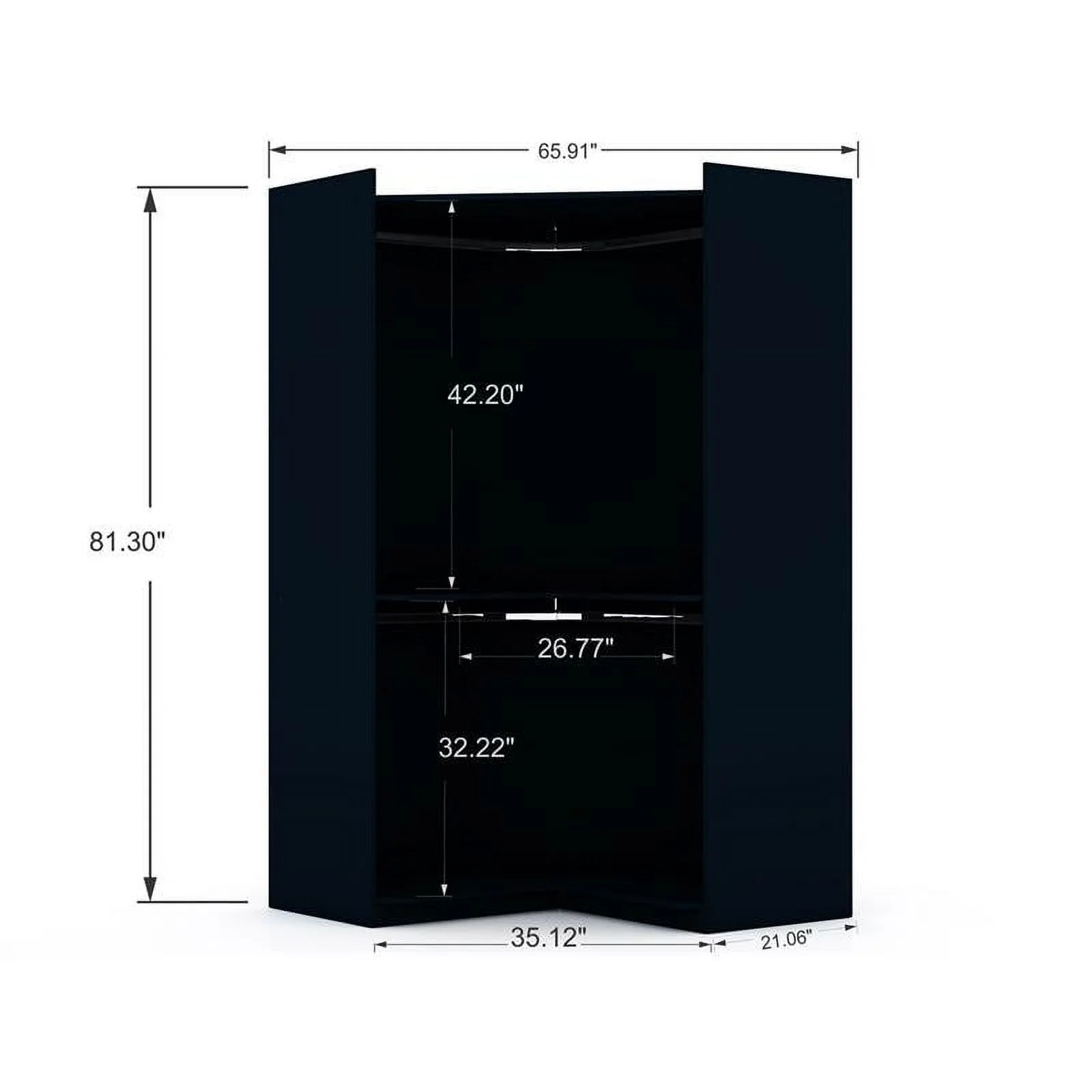 Atlin Designs Contemporary Wood Corner Wardrobe Closet in Midnight Blue