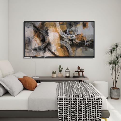 KLAKLA Wall Art for Living Room & Office - Modern Abstract Canvas Wall Art Decor - Orange, Gray, Yellow Paintings & Pictures for Living Room