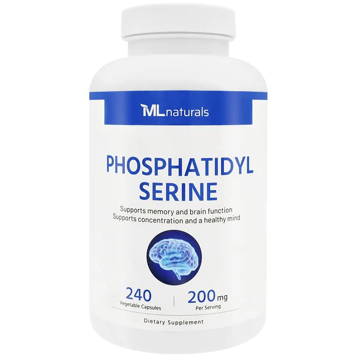 ML Naturals Phosphatidyl Serine 200 mg 240 Vegetable Capsules, 99% Purity Phosphatidyl Serine. Supports Memory & Brain Function - Kansas Nuitrition