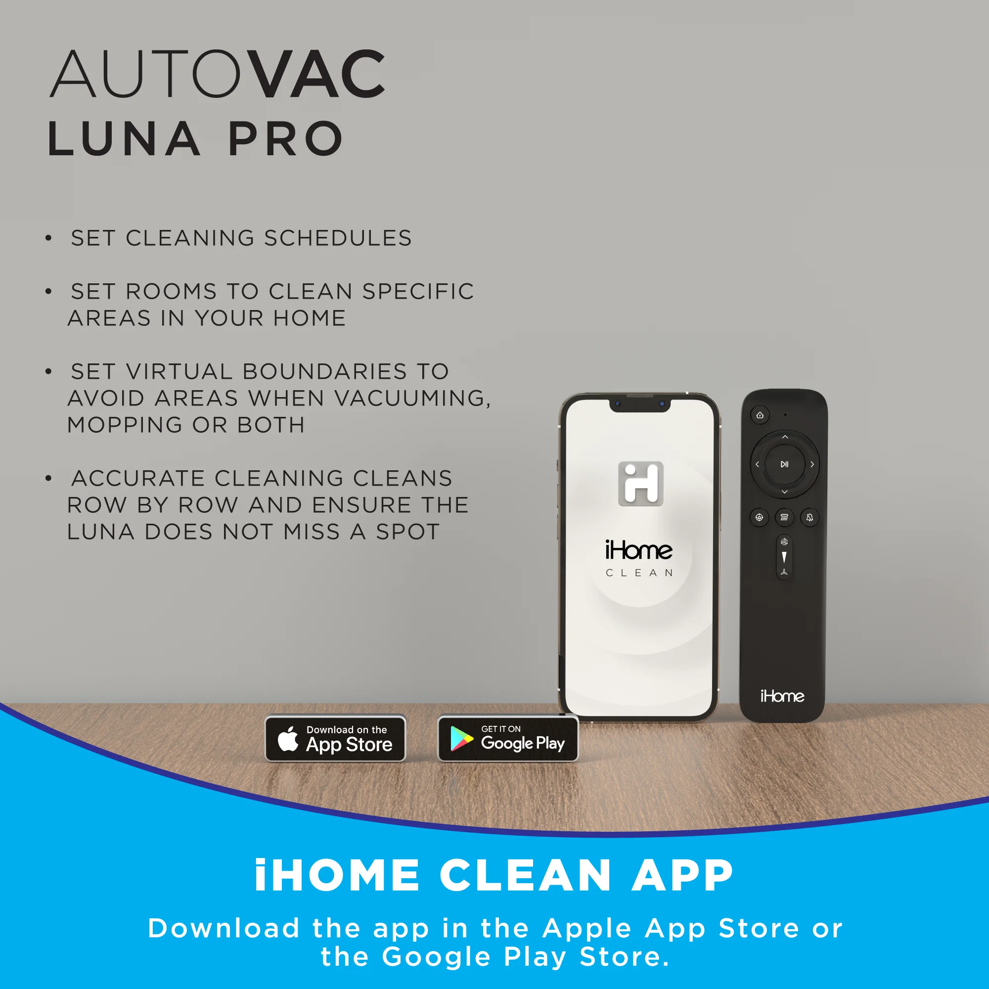 iHome AutoVac Luna Pro New 3-in-1 Robot Vacuum and Vibrating Mop with Auto Empty Base