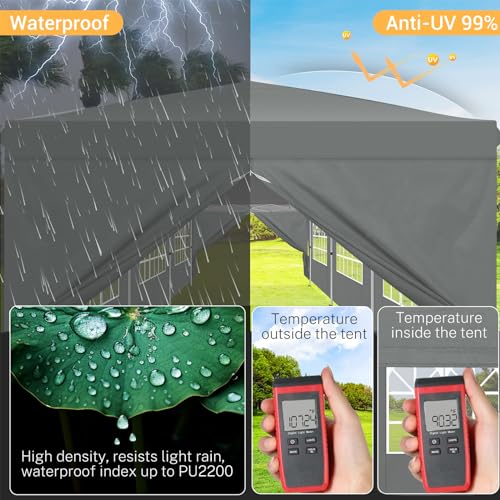 COBIZI 10x10 Pop up Canopy Tent Protable Canopy Tent with 4 Sidewalls Waterproof Commercial Instant Shelter for Parties, Wedding