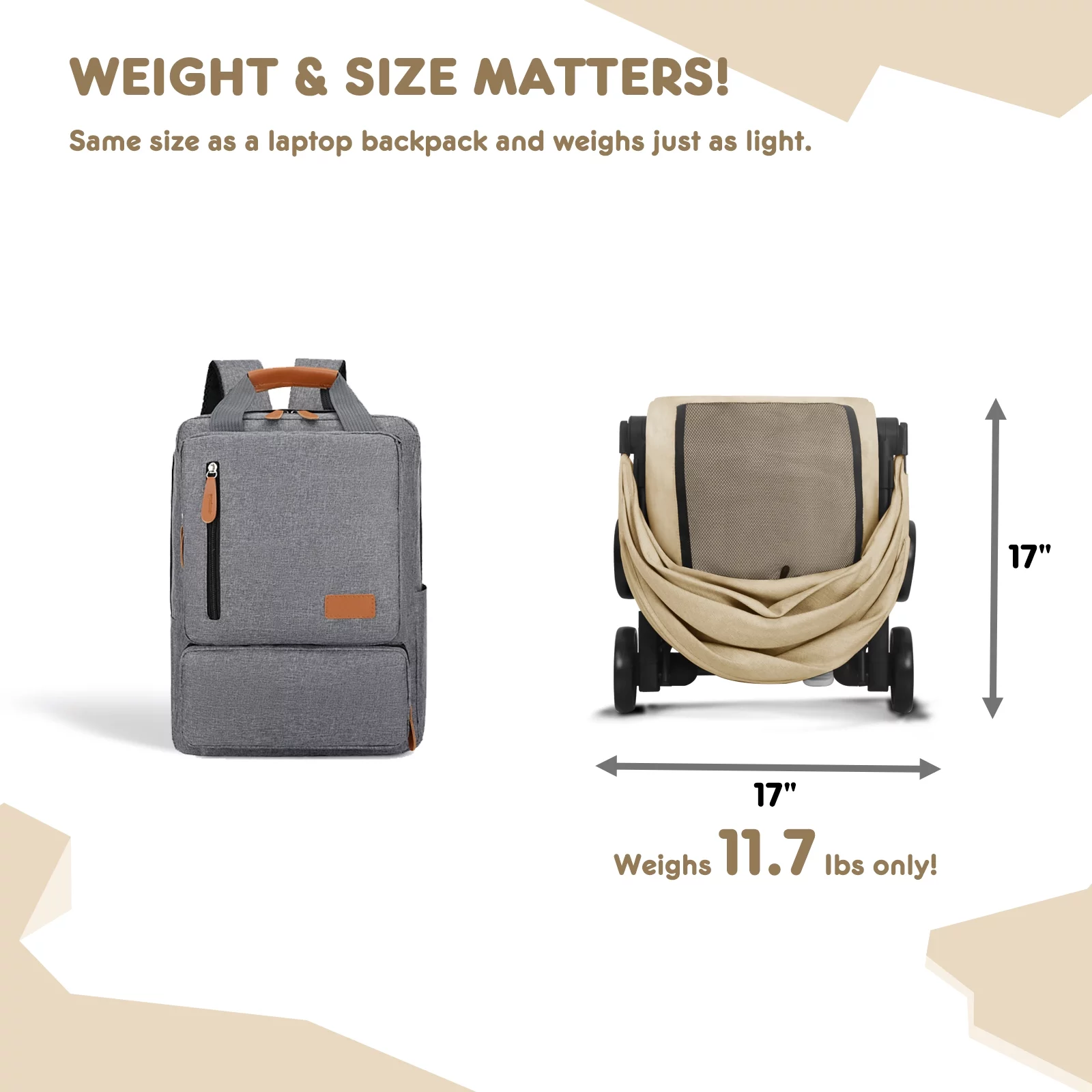 HARPPA Lightweight Travel Stroller, Compact Umbrella Stroller for Babies, Easy Folding, Black