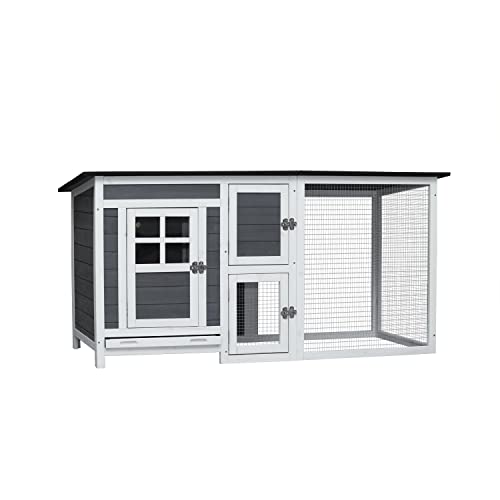 122" Large Chicken Coop with Run,Outdoor Chicken Run W/Nesting Box & Perch,Wooden Hen House W/Ramp & Sliding Trays