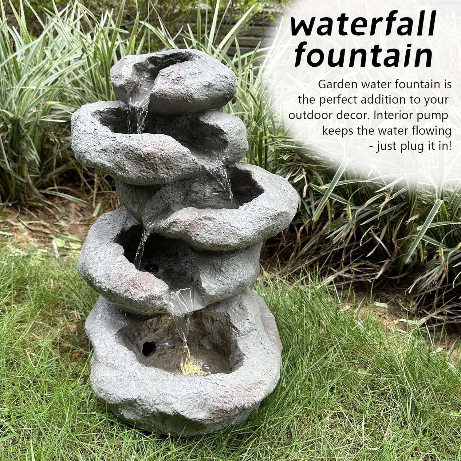 Tower Rock Fountain Fountain with LED Lights