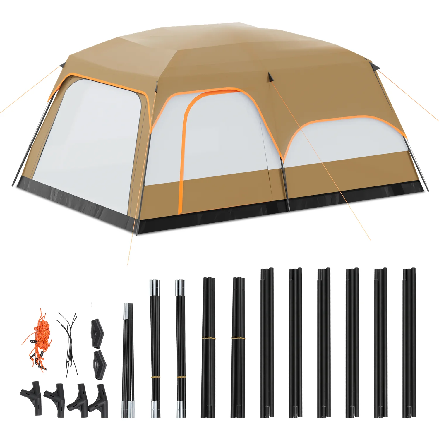 Magshion Extra Large Tent for 5-8 Person, Family Cabin Tent with 2 Rooms and 3 Doors, Waterproof Double Layer Big Tent for Outdoor, Picnic, Camping