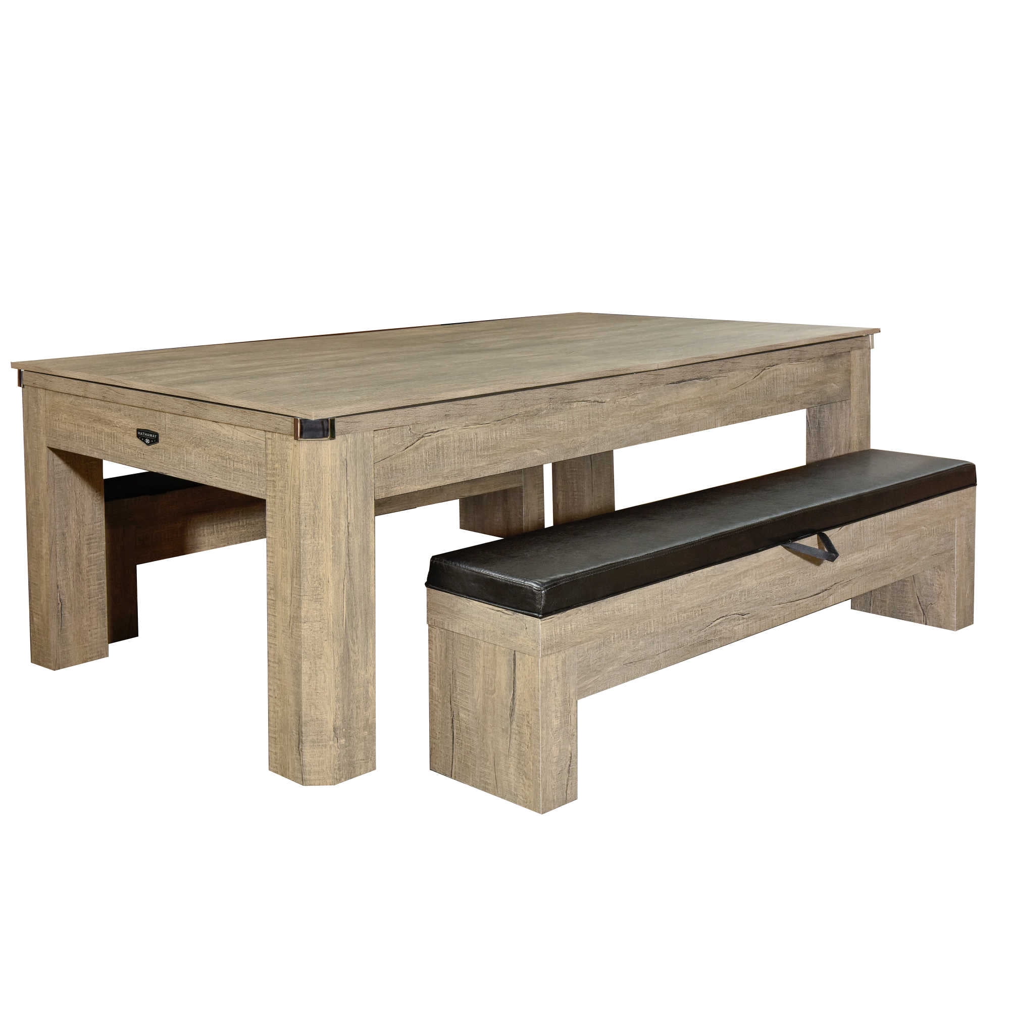Hathaway Newport 7-ft Pool Table Combo Set with Benches - Rustic Gray Finish