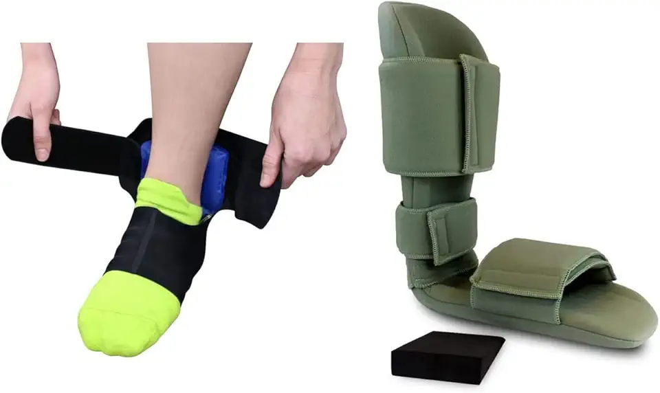Air Wrap (Medium) + Padded Night Splint (Medium)- Recovery for Plantar Fasciitis, Drop Foot, Achilles Inflammation, Heel Spurs and More