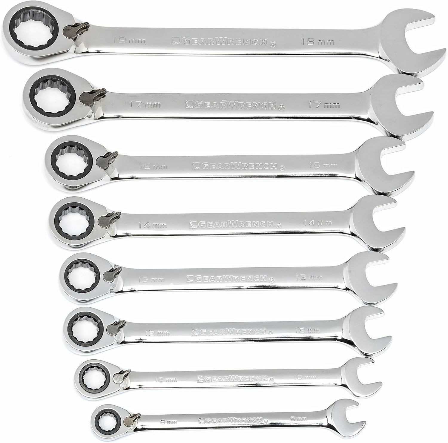 GEARWRENCH 16 Pc. 12 Pt. Reversible Ratcheting Combination Wrench Set with Tool Roll, Metric - 9602RN