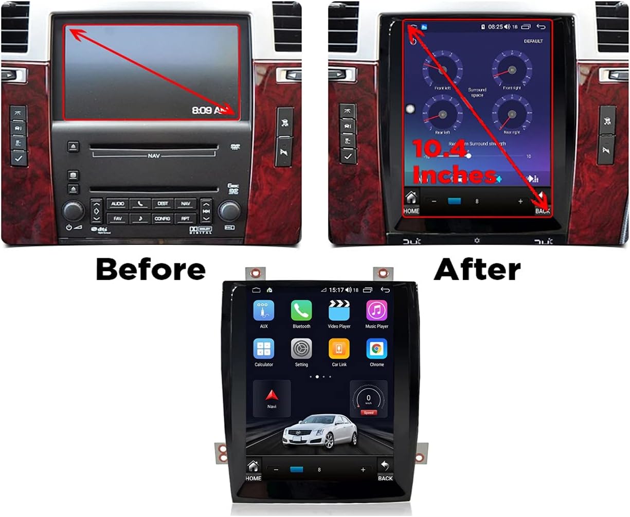 Topdisplay Android 11 Radio Replacement for Cadillac Escalade 2007-2014 Navigation 10.4inch Touch Screen 4+64G Wireless Carplay Android Auto 4G LTE