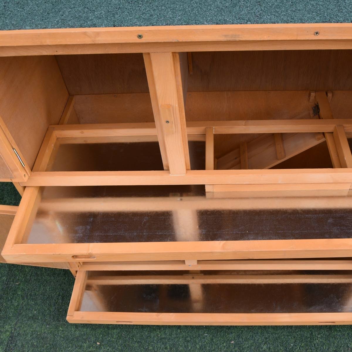 Pawhut Rabbit Hutch Solid Wood Rabbit-Bunny Cage with 2 Large Main
