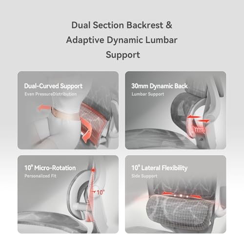 SIHOO M59AS Ergonomic Office Chair, Desk Chair with 3D Flip-up Armrests, Computer Chair with Dual Back Design and Adaptive Dynamic Lumbar Support