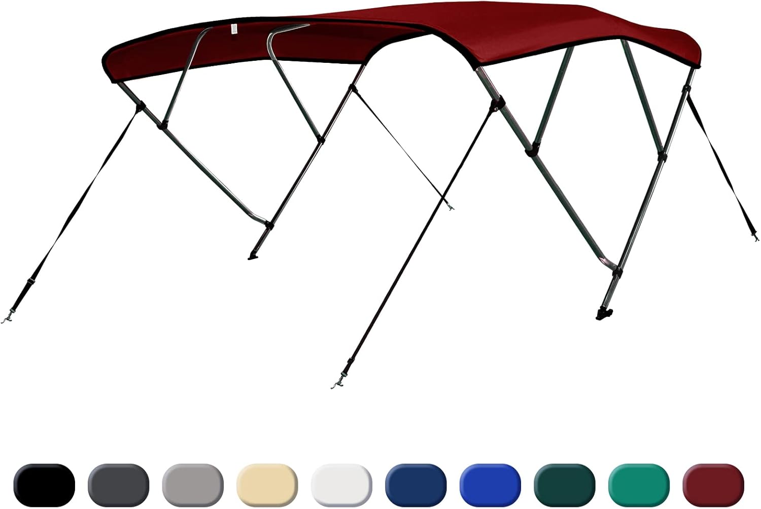 Leader Accessories Sand 4 Bow 8'L x 54" H x 85"-90" W Bimini Top Cover 4 Straps for Front and Rear Includes Mounting Hardwares with 1 Inch Aluminum
