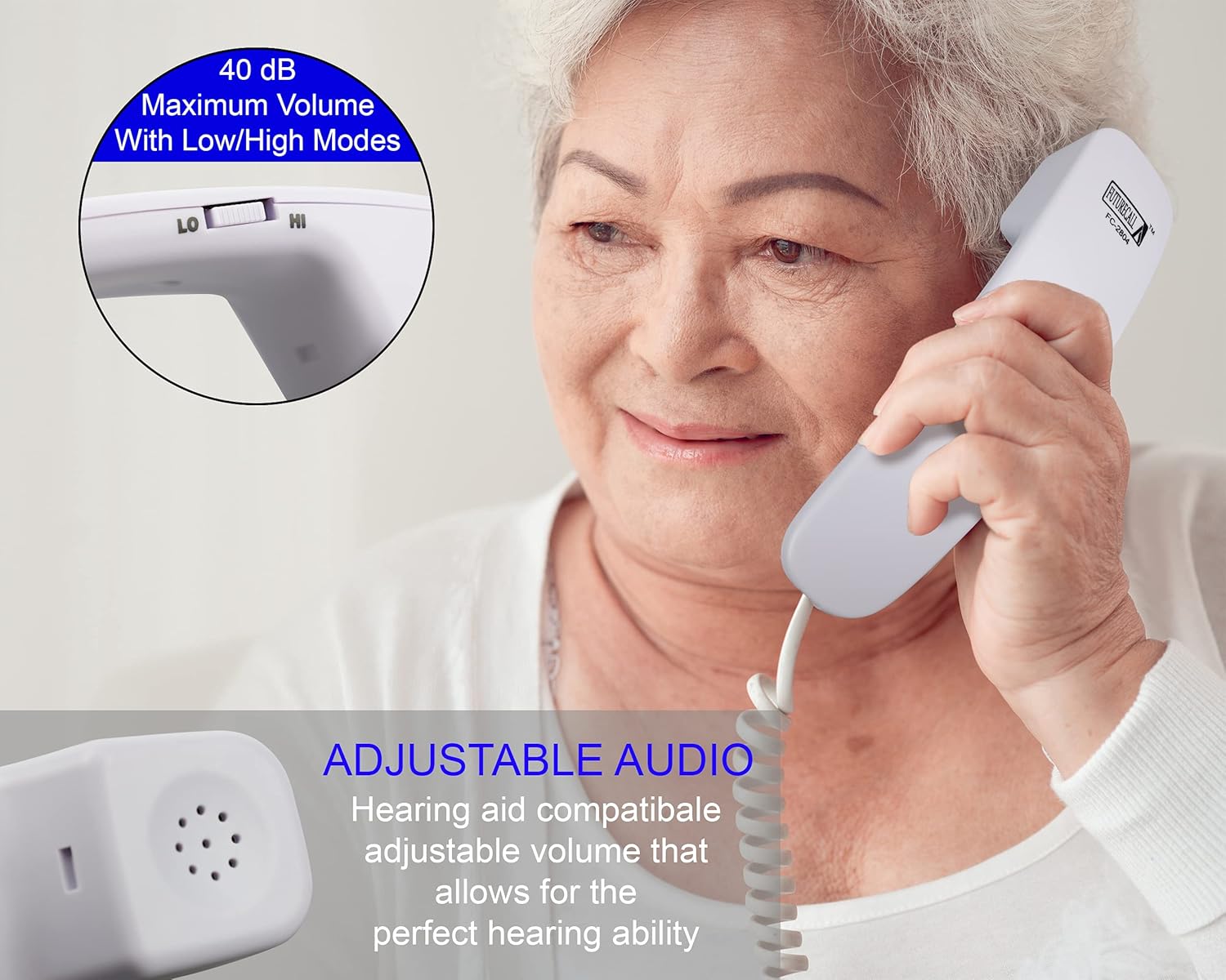 Future Call FC-2804 Big Button Phone for Seniors | 3 Picture Keys and Speakerphone | Amplified Telephones for Hearing Impaired Seniors 40db w/Extra