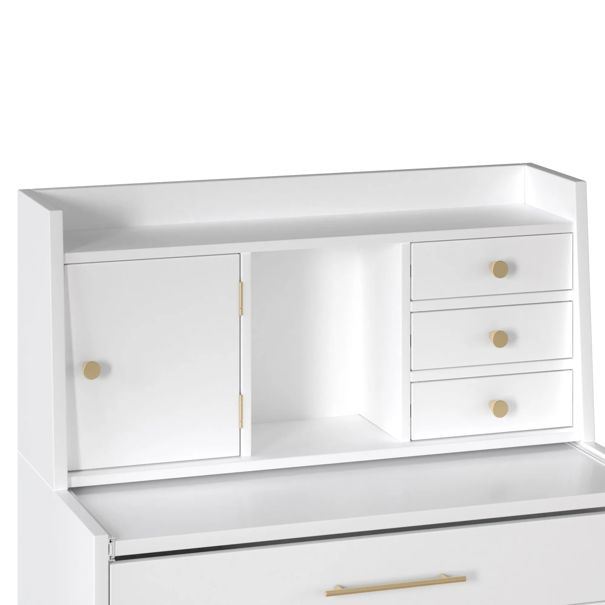 Vanity Makeup Table with Mirror and Retractable Table, Storage Dresser for Bedroom with 7 Drawers and Hidden Storage,White