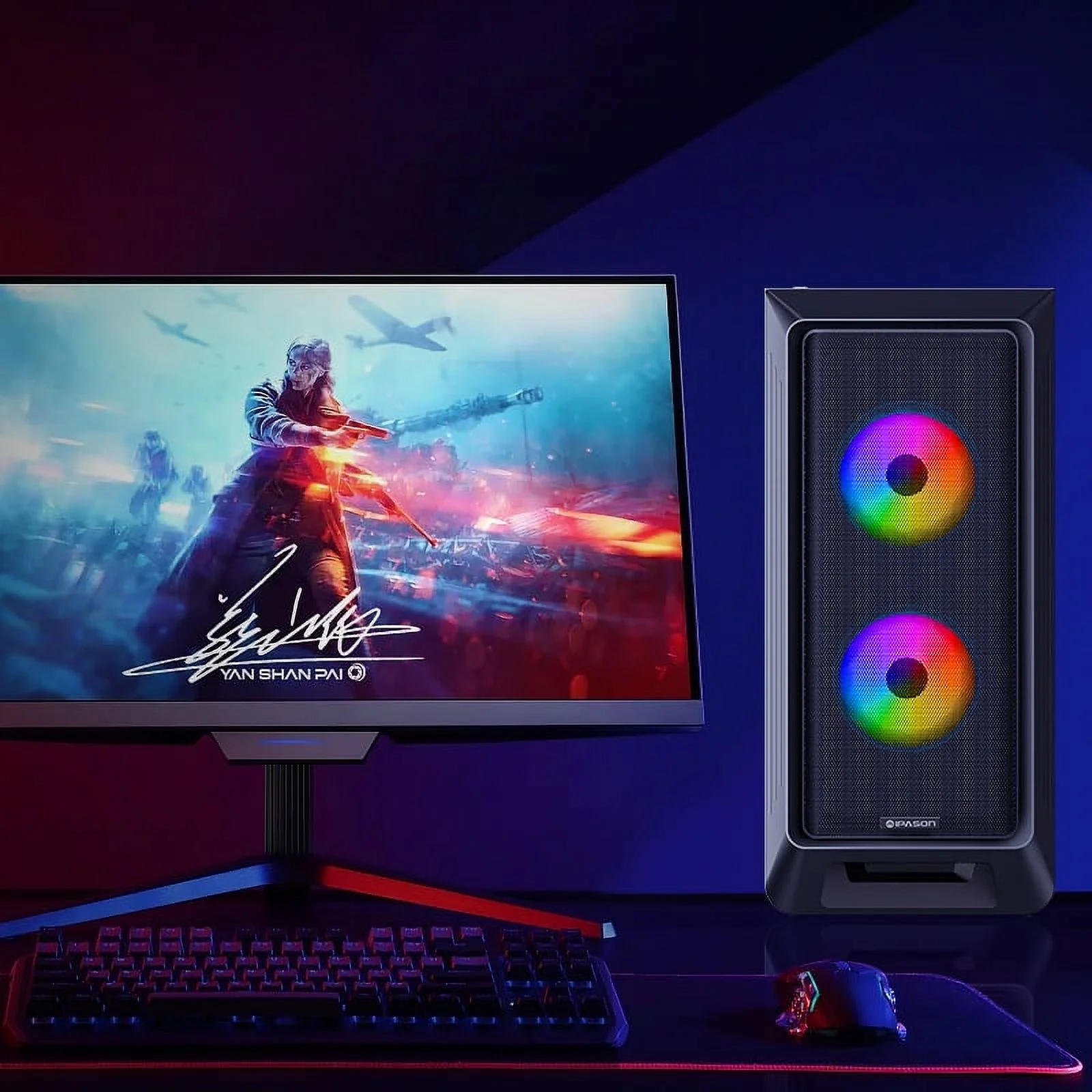 ipason Gaming Desktop: Intel Core i5-13400F, RTX 4060, 16GB DDR5, 1TB M.2 NVMe Gen3, RGB Fan Cooling, 650W 80+ Gold,Wifi,DIY Friendly