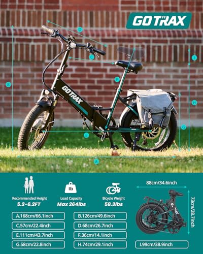 Gotrax 20" Folding Electric Bike with 55 Miles (Pedal-assist1) by 48V Battery, 20Mph Power by 500W, Smart LCD Display and 5 Pedal-Assist Levels