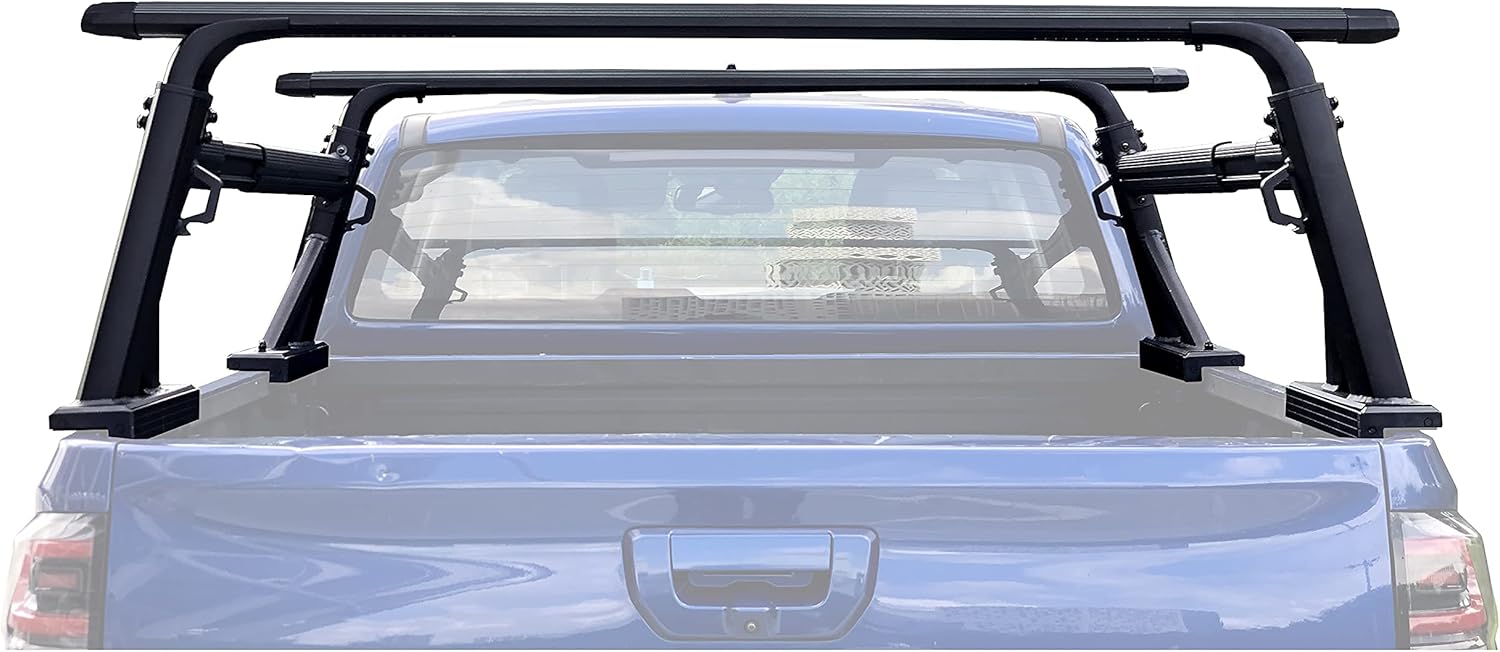 Aluminum Retractable Truck Bed Rack Hauling Cargo Rack System Universal for Pickup Trucks No Drill & Clamp On