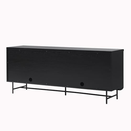 Walker Edison Reema Fluted 4-Door Kitchen Sideboard Buffet Console, 69 Inch, Coastal Oak