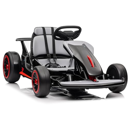Kids Go Kart, Ride On Drift Kart with Dual 200W Motors, 24V Battery Powered Electric Drift Car, Outdoor 2-Speed Ride On Racing Toy for Boys Girls 6+