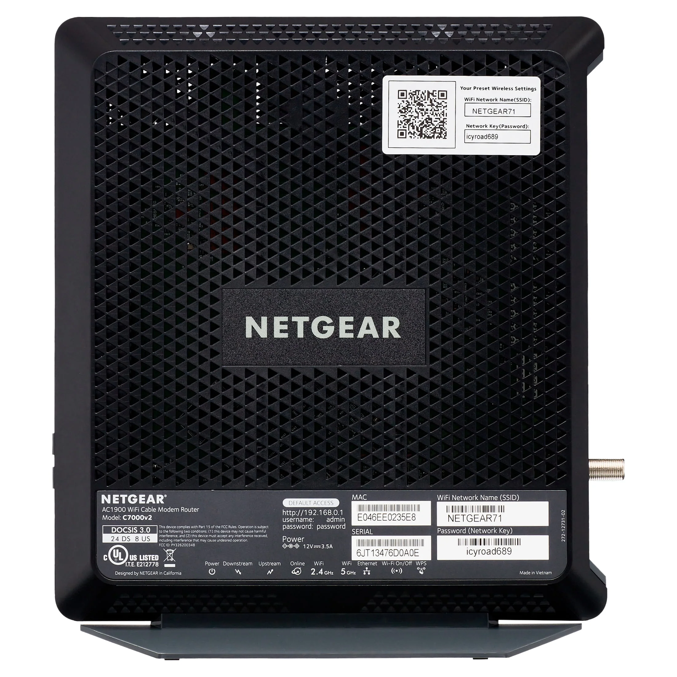 NETGEAR - Nighthawk AC1900 DOCSIS 3.0 Cable Modem + WiFi Router | Certified for Xfinity by Comcast, Spectrum, Cox & more, 1.9Gbps (C7000)